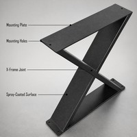 Pieds de table en métal noir en forme de X, robustes, pour support de meubles, base de table