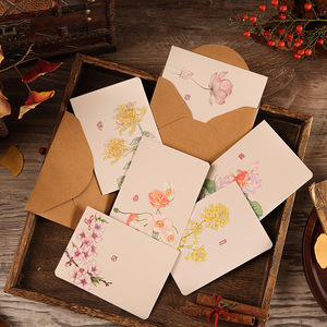 <span class=keywords><strong>Carte</strong></span> de vœux vintage de style chinois, cartes de vœux créatives pour anniversaire, grossiste en cartes de vœux avec enveloppe, écriture manuscrite - Product Image 1