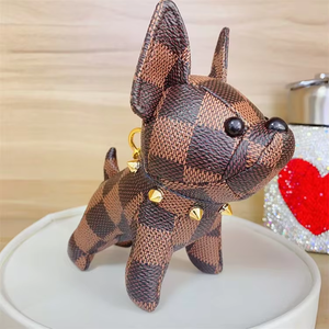 Nouveau style – Pendentif 3D Bouledogue avec chaînes, accessoires de luxe, <span class=keywords><strong>porte</strong></span>-clés <span class=keywords><strong>en</strong></span> <span class=keywords><strong>cuir</strong></span> pour <span class=keywords><strong>femme</strong></span>, <span class=keywords><strong>porte</strong></span>-clés de sac à main avec logo imprimé, <span class=keywords><strong>porte</strong></span>-clés chien - Product Image 6