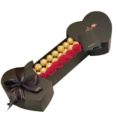 Zexwrap Wholesale Double Heart Creative Gift Chocolate Rose Bouquet Flower Box heart shaped flower box