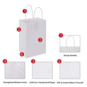 Sacs en papier kraft pour la vente au détail KM Coffee Food Takeout, grands sacs en papier kraft pour épicerie avec poignées - Product Image 5