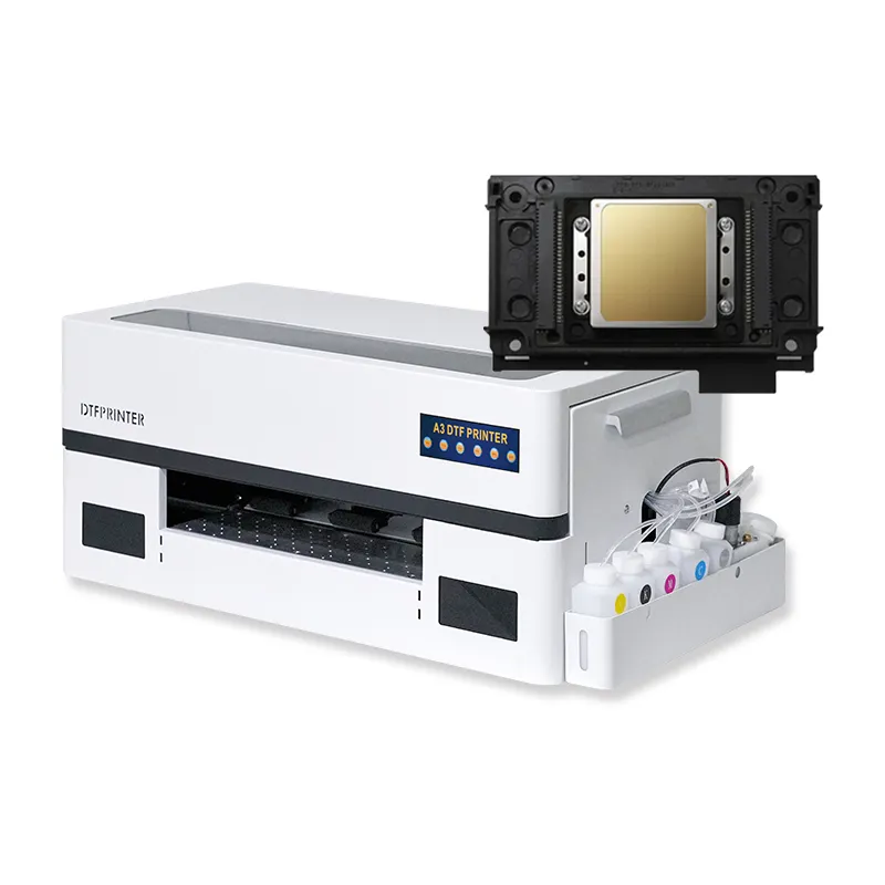 Hochwertiger L1800 DTF-Drucker Mehrfarbiger UV A3 Weiß-PET-Film wärme drucker mit 1 Jahr Garantie auf Kern komponenten