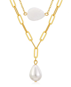 Collar de cadena para suéter de perlas de agua dulce de doble hilera chapado en oro de 18 quilates, estilo vintage y moderno, para mujer, inspirado en la moda europea y americana. - Product Image 5