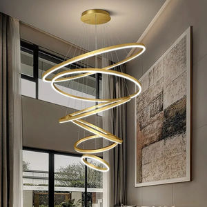 โคมไฟเพดานห้องนั่งเล่น โมเดิร์น แสงหลัก สไตล์มินิมอล ให้ความรู้สึกหรูหรา เหมาะสำหรับวิลล่า อพาร์ทเมนต์ ดูเพล็กซ์ ล็อบบี้ โคมไฟระย้าทรงวงแหวน - Product Image 2