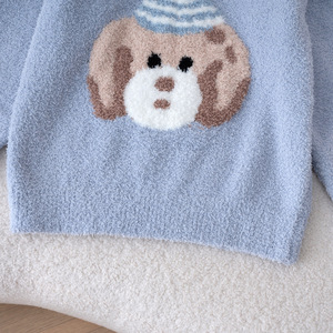 Autunno inverno mezza <span class=keywords><strong>pile</strong></span> lavorato a maglia <span class=keywords><strong>pigiama</strong></span> da ragazza in <span class=keywords><strong>pile</strong></span> di corallo stile pigiami traspiranti per genitori-figli - Product Image 4