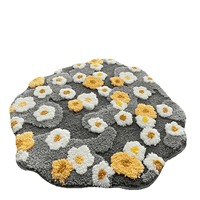 Tapis moderne français en mousse violette, petite fleur tuftée, 3D, à poils hauts et bas, épais et lavable en machine, pour chambre à coucher et salon