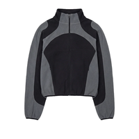 Veste polaire double face personnalisée pour homme, avec blocs de couleur, fermeture éclair intégrale, col montant, patchwork, coupe-vent, pour sports de plein air