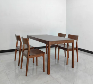 Dining Room <strong>Chair</strong> Dark Walnut Solid Wood Curved Back Flowing Into Legs Modern Dining Table <strong>4</strong> <strong>Chairs</strong> Rounded Corners - Product Image 5