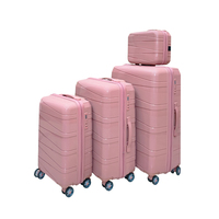 Juego de Maletas Rígidas de 3 Piezas, Material PP, Juego de Maletas de Viaje con Ruedas Giratorias, Maleta con Asa Telescópica para Viajar