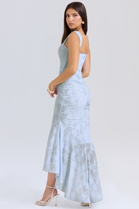 Robe longue moulante unie à volants pour <span class=keywords><strong>femme</strong></span>, été 2024, tenue élégante pour soirée et festival, asymétrique, sans bretelles, style Y2K - Product Image 3