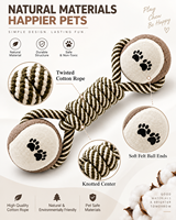 Jouet à mâcher pour chien en caoutchouc durable et écologique, en forme d'haltère, avec nœud en corde, jouet interactif pour chien