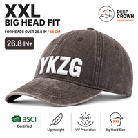 Casquette de baseball XXL personnalisée avec logo, 68 cm, coupe oversize, calotte profonde, 100 % coton sergé velours, couleur café-gris, style Dad Hat pour hommes, vente en gros