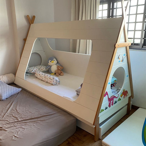 <span class=keywords><strong>Lit</strong></span> de sol en bois massif pour enfants, <span class=keywords><strong>lit</strong></span> <span class=keywords><strong>tipi</strong></span> Montessori, chambre à coucher de style ferme - Product Image 5