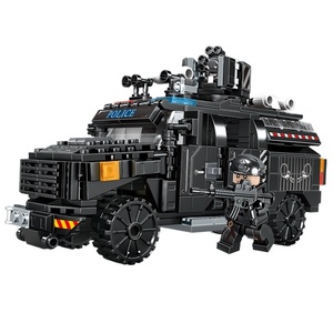 Blocs de construction compatibles DIY à l'échelle 1:8, modèle de navire de combat blindé lourd, petit hélicoptère armé en plastique, numéro - Product Image 1
