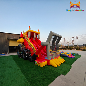 Grand château gonflable commercial personnalisé <span class=keywords><strong>Bulldozer</strong></span> Chariot élévateur Tracteur avec toboggan gonflable pour enfants et adultes - Product Image 3