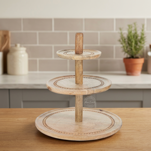 Rustic Wooden 3 Tier Cupcake Stand Handmade Dessert Display Tray Durable Round Riser Perfect for Weddings Parties and Events - Product Image 1