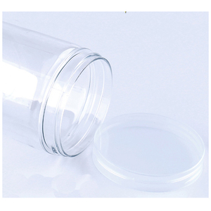 50ml-1000ml round PET can jar with plastic clear/black lid