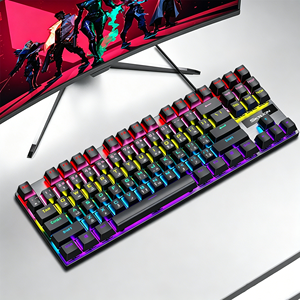Wired Gaming Keyboard Three Color Splicing Light Up Mechanical Feeling Keyboard Desktop <b>Computer</b> <b>Accessories</b> - Product Image 1