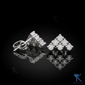 Lab Grown Diamond Classic Brilliant Cut 6 Stone Cluster <b>Stud</b> Earrings 14K/18K Solid Gold Women's Jewelry KRUP JEWELS Wedding - Product Image 3