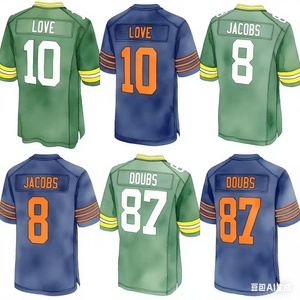 Livraison directe broderie Green Bay Packerses maillot de football américain Josh Jacobs Doubs Tucker Kraft maillots d'uniforme de football - Product Image 1