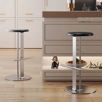 Tabouret de bar en bois de style nordique minimaliste, tabouret haut design en fer forgé pour la maison/le bar/l'îlot, style premium