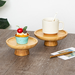 Wooden Tall <b>Plate</b> Dessert Tray For Home Use Serving Trays Solid Color Bamboo Fruit Display <b>Rack</b> - Product Image 1