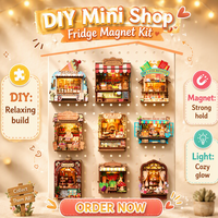 Hamaileon Grosir Lampu Miniatur Kayu 3D Magnet Kulkas Gaya Prancis DIY Puzzle Hiasan Dinding Hadiah Lucu Kerajinan Tangan