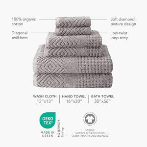 Ensemble de serviettes de bain de luxe en coton biologique 100% jacquard diamant 700 GSM - <span class=keywords><strong>Ultra</strong></span> douces et absorbantes, qualité hôtel et spa - Product Image 2