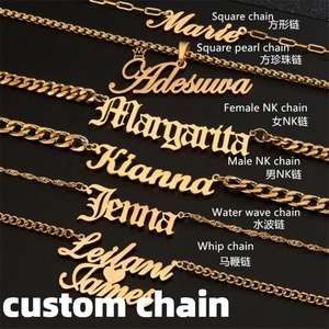 Wholesale Personalized Letter Dangle Charms <b>Statement</b> <b>Necklaces</b> Gold Plated Stainless Steel Custom Logo Name Pendant <b>Necklace</b> - Product Image 5