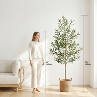 Künstlicher Olivenbaum 180cm mit Früchten zum Fabrikpreis, Premium Schwarzer Topf, UV-Beständig für den Garten