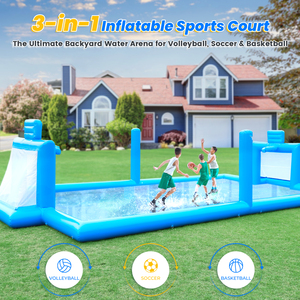 インフレータブルスポーツコートゲーム青インフレータブル水バレーボールネットフィールドバスケットボールフィールドアリーナコートインフレータブルサッカーフィールド - Product Image 5