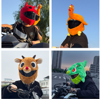 Housse de casque de moto en peluche de dessin animé, protecteur de casque amusant en forme d'animal, plus de 30 styles, logo personnalisé disponible