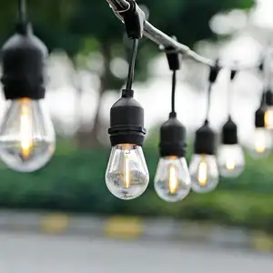 Уличная энергосберегающая гирлянда с круглыми лампочками S14, прозрачные светодиодные лампочки, фестон для внутреннего дворика, прочные светильники, 10 м, 15 м, 48 футов