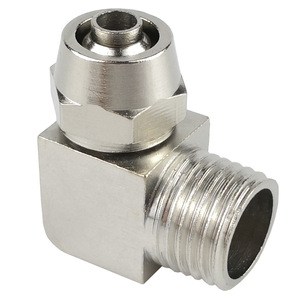 ข้อต่อลมแบบเร็ว Ruilang Pneumatics รุ่น 8-02 10-03 12-04 ทองแดงชุบนิกเกิล ข้อต่อแบบงอ 90 องศา เกลียวนอก - Product Image 1