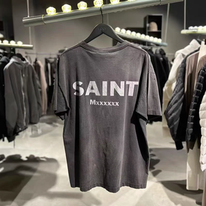 T-shirt Unisex Oversize a Maniche Corte Saint Michael in Stile Streetwear Giapponese Vintage Lavato - Product Image 5