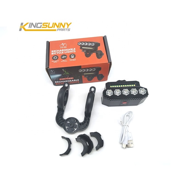 Intelligent 5LED+12SMD Bicycle Headlight with Bell Bike Cycling Turn Signal Lights Electric Scooter Parts Battery Power Supply