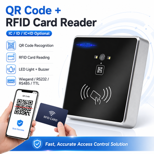 เครื่องอ่านบัตร RFID อัจฉริยะ 3-in-1 เครื่องอ่าน IC ID เครื่องสแกนรหัส QR โลหะผสมสังกะสี ระบบควบคุมการเข้าออกประตู เครื่องอ่านบัตรอเนกประสงค์ - Product Image 2