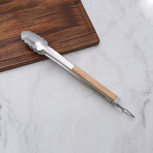 Pinze da Cucina Ergonomiche con Manico in Legno per Barbecue, Le Più Vendute nel Mercato Europeo, Pinze in Metallo per Alimenti con Blocco di Sicurezza - Product Image 5