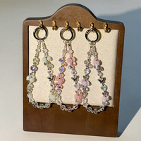 Chaîne de téléphone en alliage avec papillon, cristal et camélia, porte-clés lumineux en forme de rose, breloque pour sac et écouteurs, bijou fantaisie, cadeau, vente en gros