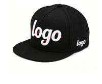Zwarte letterprint flat brim snapback pet hiphop baseball cap