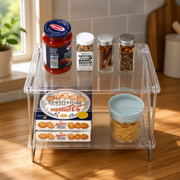 Étagère de rangement transparente pliable et empilable pour comptoir de cuisine, organisateur de rangement pour épices et vaisselle en plastique, gain de place