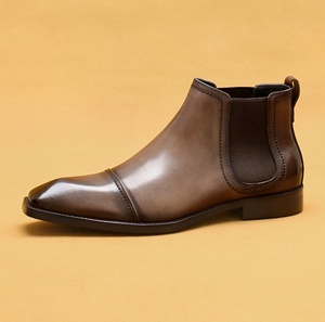 Bottes Oxford montantes en cuir véritable à boucle moine, à bout en acier, fermées, massantes, gravées, à enfiler, style rétro britannique, pour mariage, bureau et carrière - Product Image 2