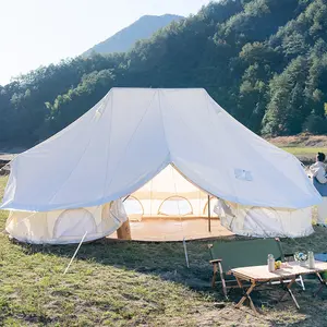 Açık aile kamp tatil büyük Glamping 6M pamuk kanvas aile çadırı İmparator çan çadır 12 kişi