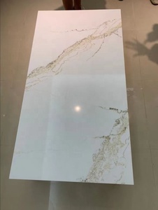 Calacatta altın mühendislik yapay kuvars Vanity tezgahı ada üstleri masa üstleri tezgah üstü Backsplash resepsiyon masası - Product Image 5