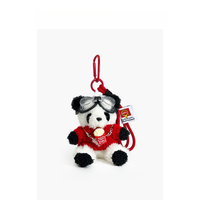 Porte-clés en peluche Panda Unique avec lunettes, Pendentif de sac Panda créatif en pull rouge, Jouet en peluche de luxe, Accessoire Popcorn, Porte-clés