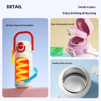 Bouteille de sport isotherme en acier inoxydable de 500 ml pour enfants (garçons et filles) avec poignée, design portable à double ouverture