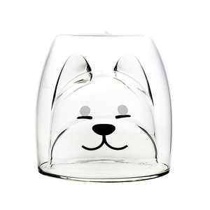 Atacado Dos Desenhos Animados Bonito Animal Forma claro 250ml Urso Dupla Parede Copo De Café De Vidro - Product Image 6