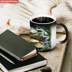 Mug à sublimation à changement de couleur, noir givré, 11 oz, en céramique, activé par la chaleur - Product Image 3
