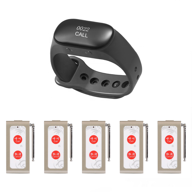 Wireless Service Calling System Waterproof Bracelet Receiver Long Range Wireless Paging System Restaurant Waiter Wrist Watch