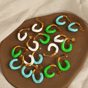 ต่างหูแบบห่วงรูปตัวยูโลหะผสมสังกะสีต่างหูแฟชั่นสำหรับผู้หญิง EH740 - Product Image 1